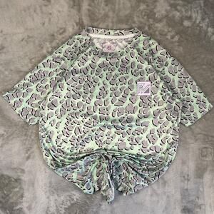 Pit Viper Tech Tee mint green and grey leopard print pattern Size Small